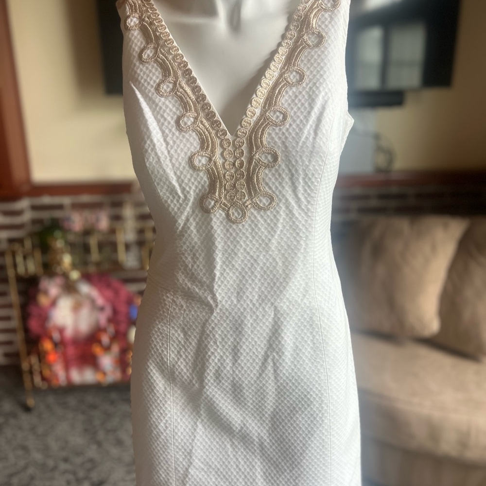 White Dress with Gold Embroidery